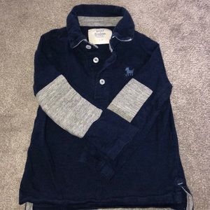 Mini Boden Navy elbow patch boys polo